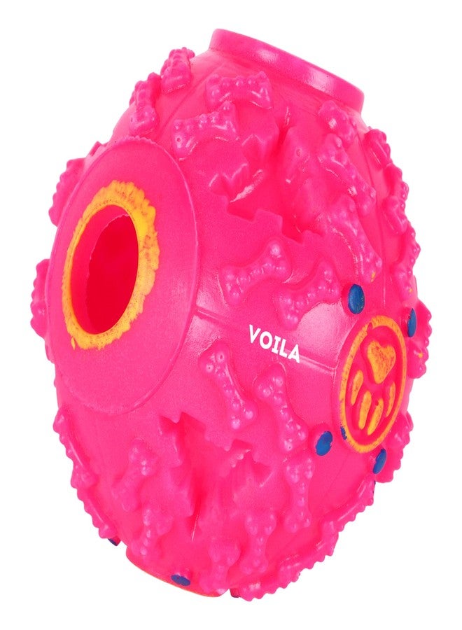 Voila Plastic Dog Toy Ball with Ring, Bouncy Fetch Ball with Handle for Easy Grip, Ideal for Small, Medium & Large Dogs, Fun Play & Teething Toy (Pack of 1) Pink - Image 2